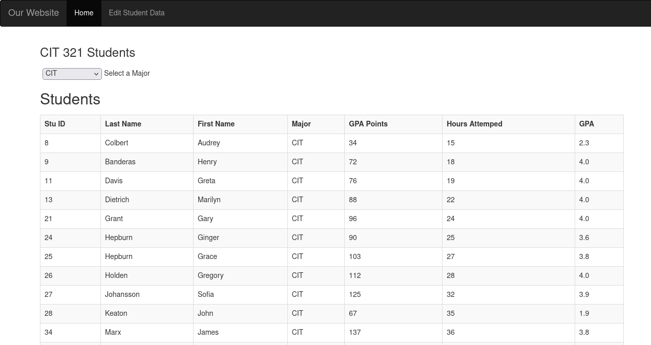 Screenshot of Vue app