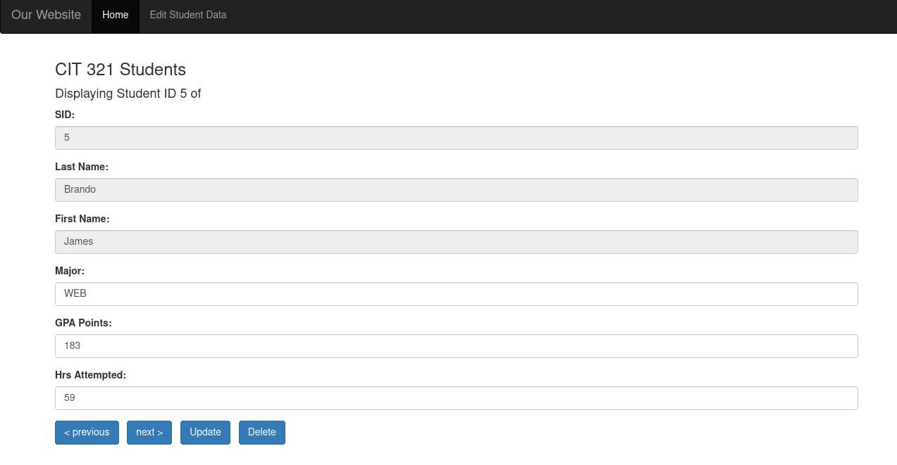 Screenshot of Vue app